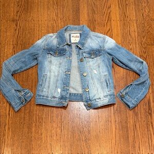 Y2K MUDD Medium Wash Distressed Denim Jacket – Size Small (Juniors)
